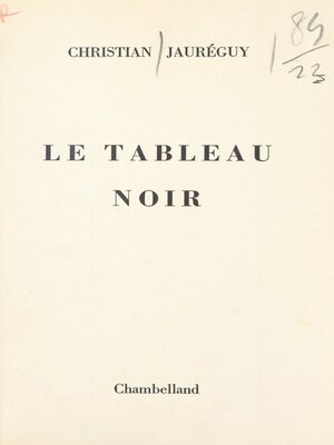 cover image of Le tableau noir